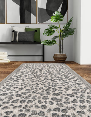 Gray 2' x 6' 1 Wildlife Runner Area Rug Animal Print Safari Jungle Inspired Carpet for Unique Modern Interior Design for Sale at Rug Engine
