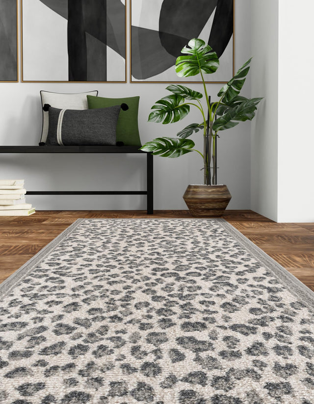 Gray 2' x 6' 1 Wildlife Runner Area Rug Animal Print Safari Jungle Inspired Carpet for Unique Modern Interior Design for Sale at Rug Engine
