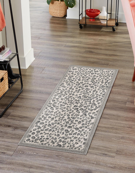 Gray 2' x 6' 1 Wildlife Runner Area Rug Animal Print Safari Jungle Inspired Carpet for Unique Modern Interior Design for Sale at Rug Engine