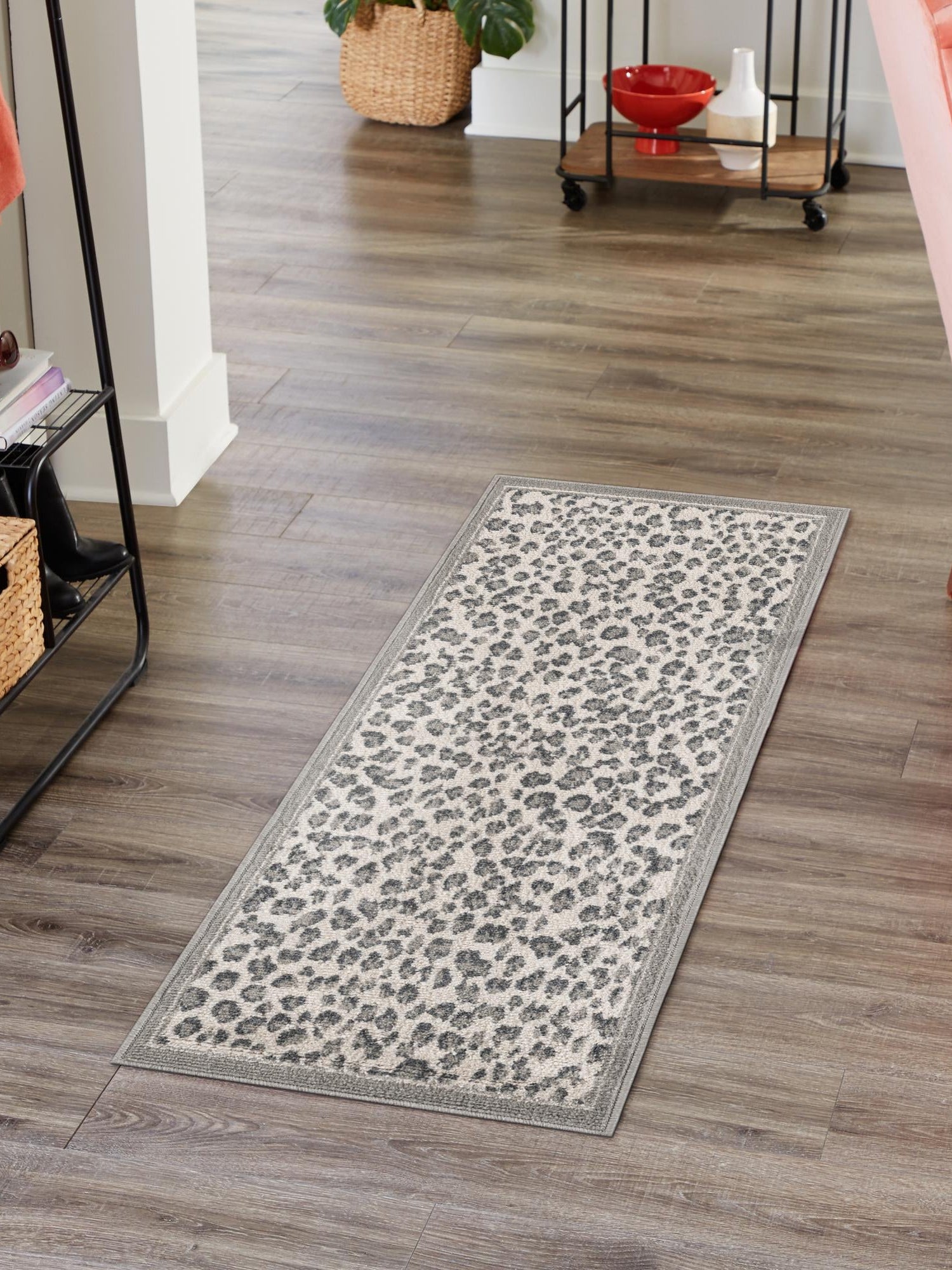 Gray 2' x 8' Wildlife Runner Area Rug Animal Print Safari Jungle Inspired Carpet for Unique Modern Interior Design for Sale at Rug Engine