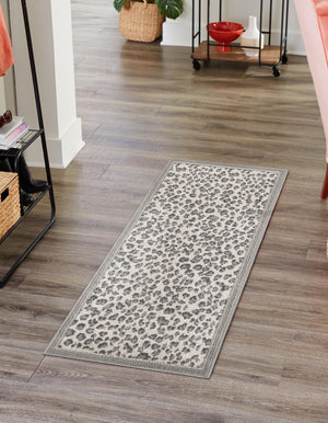 Gray 2' 7 x 12' Wildlife Runner Area Rug Animal Print Safari Jungle Inspired Carpet for Unique Modern Interior Design for Sale at Rug Engine