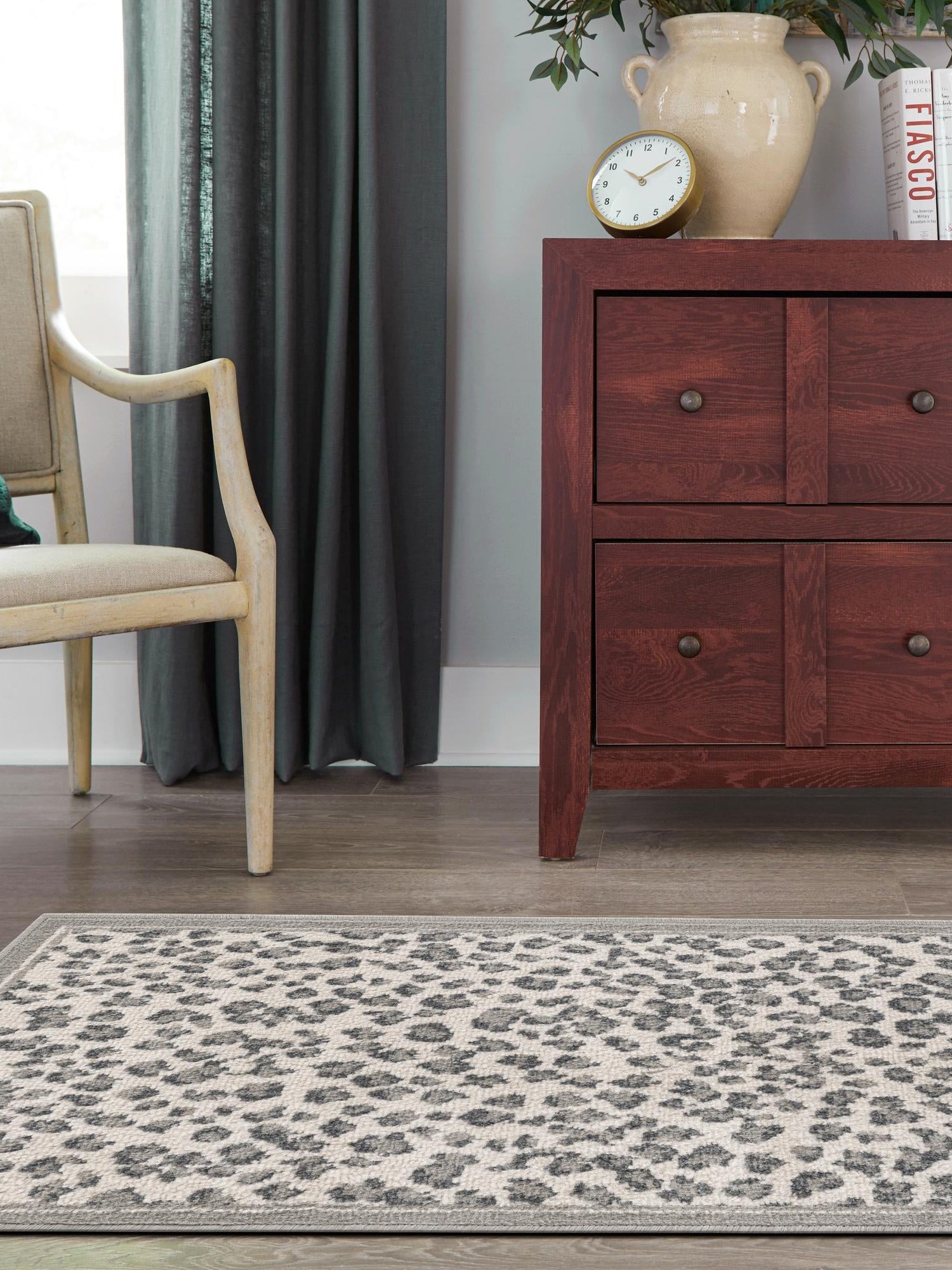 Gray 2' 7 x 10' Wildlife Runner Area Rug Animal Print Safari Jungle Inspired Carpet for Unique Modern Interior Design for Sale at Rug Engine