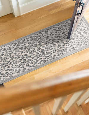 Gray 2' 7 x 12' Wildlife Runner Area Rug Animal Print Safari Jungle Inspired Carpet for Unique Modern Interior Design for Sale at Rug Engine