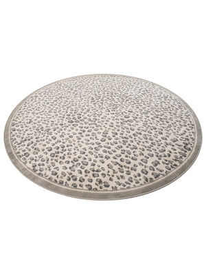 Gray 7' 10 x 7' 10 Wildlife Round Area Rug Animal Print Safari Jungle Inspired Carpet for Unique Modern Interior Design for Sale at Rug Engine