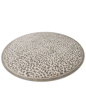 Gray 7' 10 x 7' 10 Wildlife Round Area Rug Animal Print Safari Jungle Inspired Carpet for Unique Modern Interior Design for Sale at Rug Engine