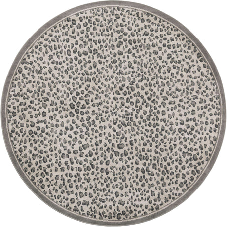 Gray 7' 10 x 7' 10 Wildlife Round Area Rug Animal Print Safari Jungle Inspired Carpet for Unique Modern Interior Design for Sale at Rug Engine