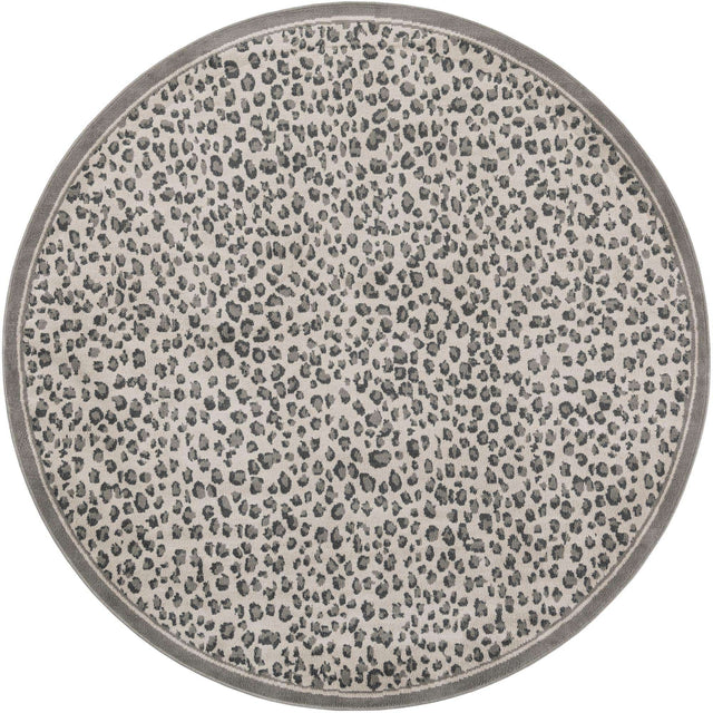 Gray 7' 10 x 7' 10 Wildlife Round Area Rug Animal Print Safari Jungle Inspired Carpet for Unique Modern Interior Design for Sale at Rug Engine