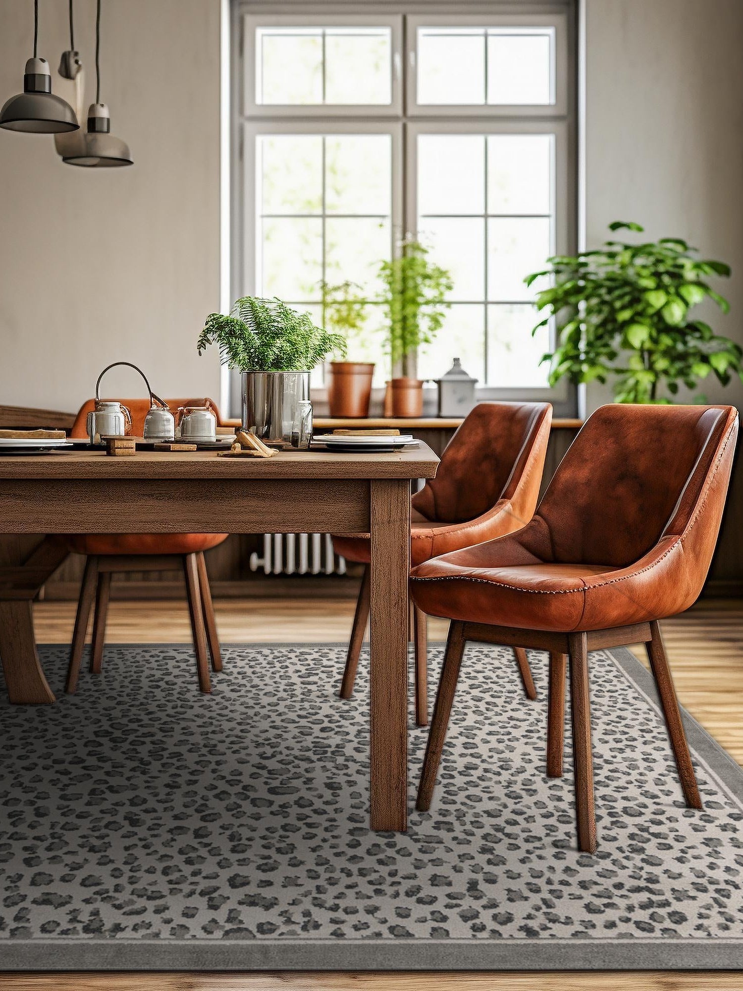 Gray 7' 10 x 7' 10 Wildlife Square Area Rug Animal Print Safari Jungle Inspired Carpet for Unique Modern Interior Design for Sale at Rug Engine
