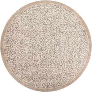 Ivory 10' x 10' Wildlife Round Area Rug Animal Print Safari Jungle Inspired Carpet for Unique Modern Interior Design for Sale at Rug Engine