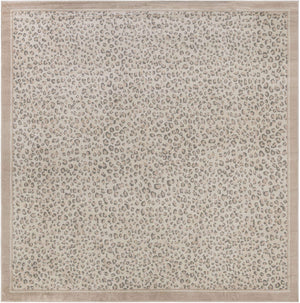 Ivory 10' x 10' Wildlife Square Area Rug Animal Print Safari Jungle Inspired Carpet for Unique Modern Interior Design for Sale at Rug Engine