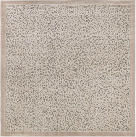 Ivory 10' x 10' Wildlife Square Area Rug Animal Print Safari Jungle Inspired Carpet for Unique Modern Interior Design for Sale at Rug Engine