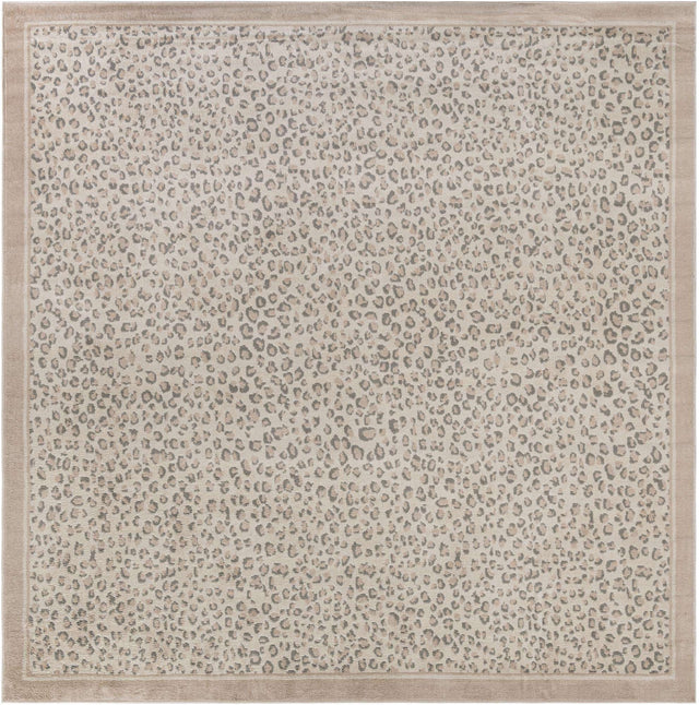 Ivory 10' x 10' Wildlife Square Area Rug Animal Print Safari Jungle Inspired Carpet for Unique Modern Interior Design for Sale at Rug Engine