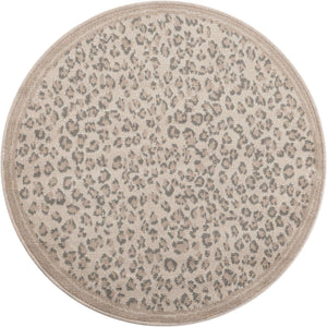 Ivory 3' 1 x 3' 1 Wildlife Round Area Rug Animal Print Safari Jungle Inspired Carpet for Unique Modern Interior Design for Sale at Rug Engine