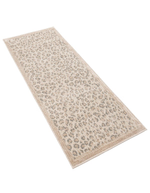 Ivory 2' x 5' 1 Wildlife Runner Area Rug Animal Print Safari Jungle Inspired Carpet for Unique Modern Interior Design for Sale at Rug Engine