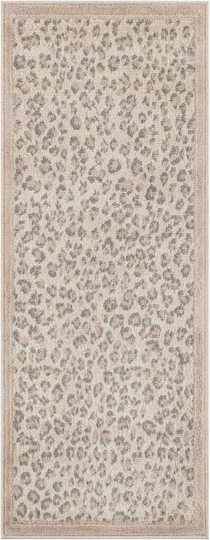 Ivory 2' x 5' 1 Wildlife Runner Area Rug Animal Print Safari Jungle Inspired Carpet for Unique Modern Interior Design for Sale at Rug Engine