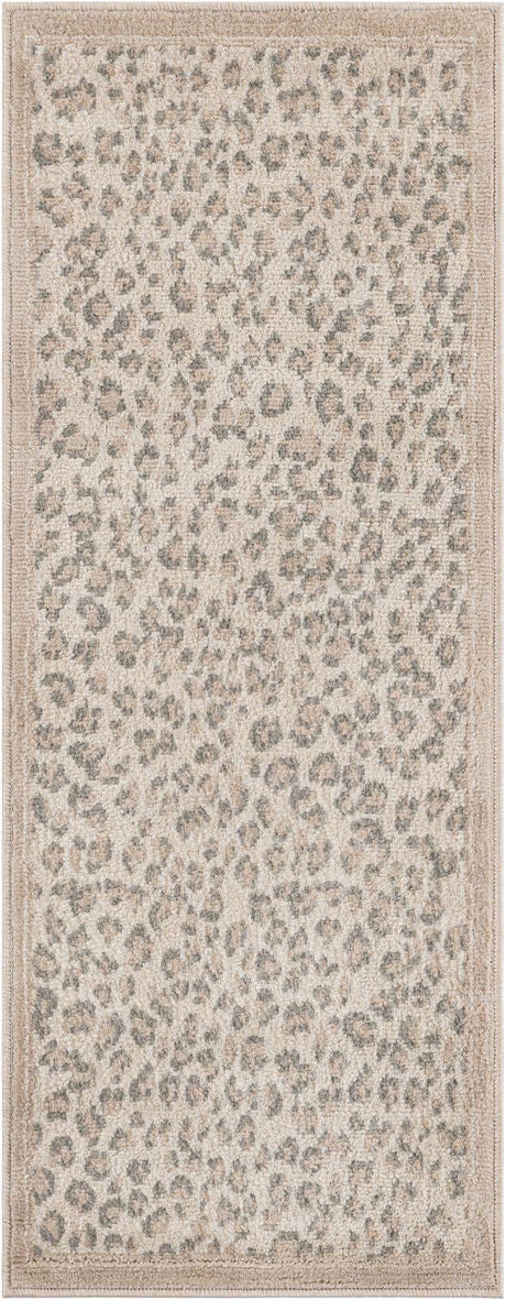 Ivory 2' x 5' 1 Wildlife Runner Area Rug Animal Print Safari Jungle Inspired Carpet for Unique Modern Interior Design for Sale at Rug Engine