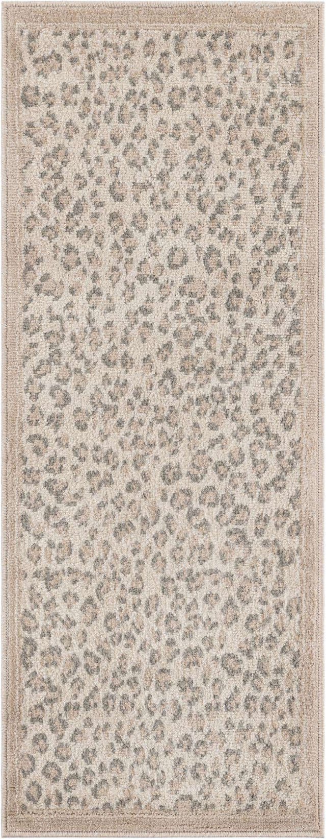 Ivory 2' x 5' 1 Wildlife Runner Area Rug Animal Print Safari Jungle Inspired Carpet for Unique Modern Interior Design for Sale at Rug Engine