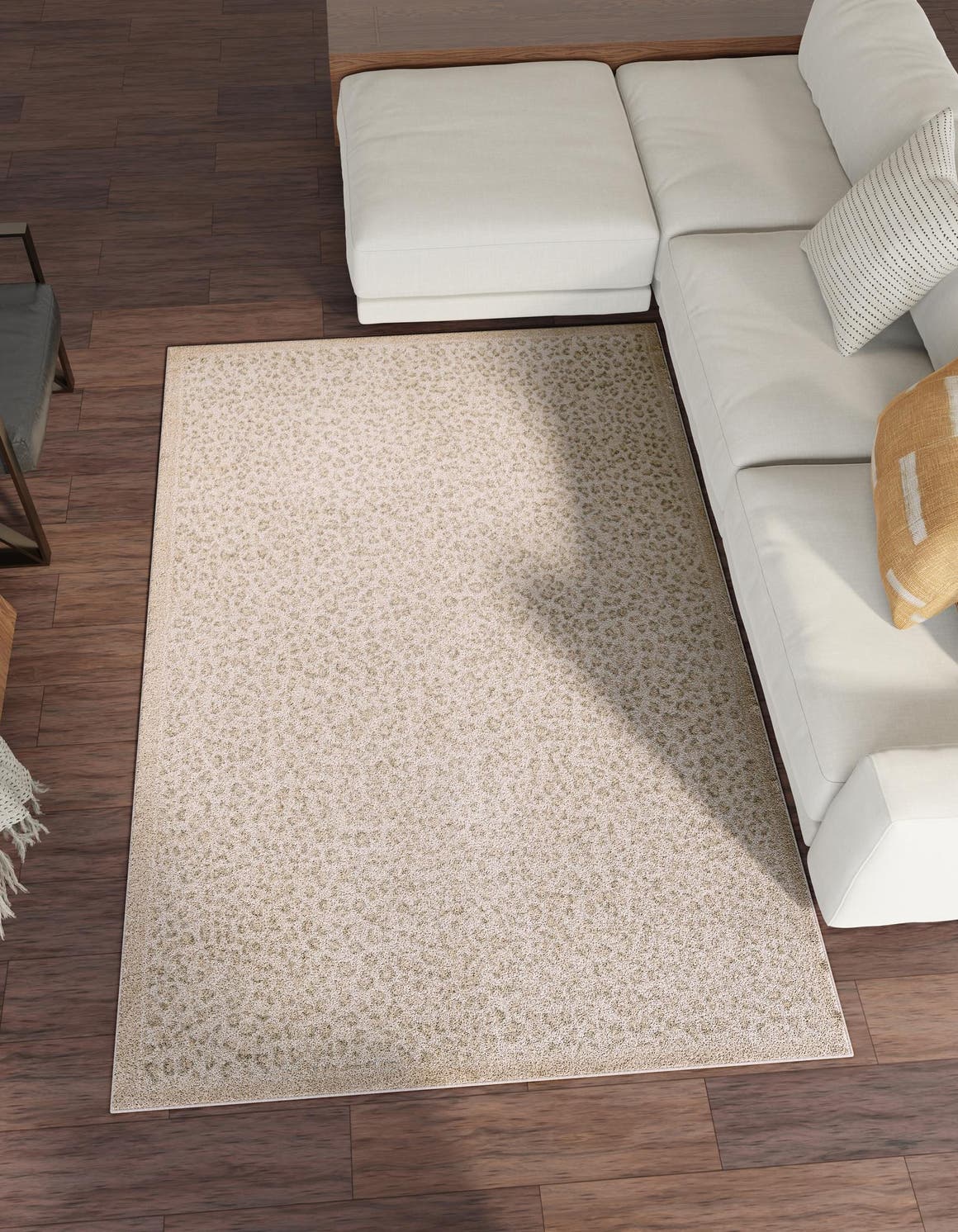 Ivory 6' 1 x 9' Wildlife Rectangle Area Rug Animal Print Safari Jungle Inspired Carpet for Unique Modern Interior Design for Sale at Rug Engine