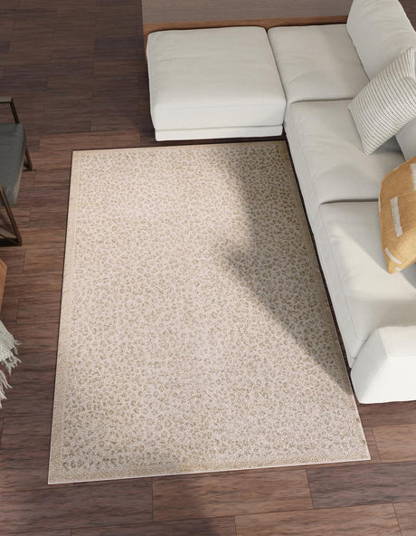 Ivory 2' x 3' 1 Wildlife Rectangle Area Rug Animal Print Safari Jungle Inspired Carpet for Unique Modern Interior Design for Sale at Rug Engine