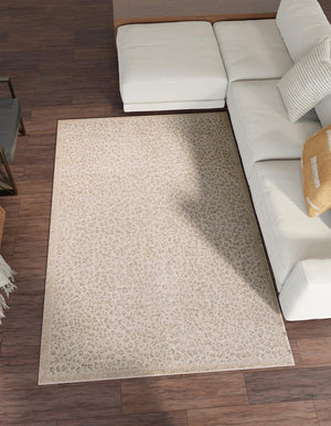 Ivory 10' x 14' 1 Wildlife Rectangle Area Rug Animal Print Safari Jungle Inspired Carpet for Unique Modern Interior Design for Sale at Rug Engine