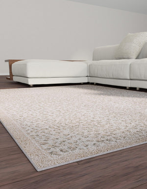 Ivory 9' x 12' Wildlife Rectangle Area Rug Animal Print Safari Jungle Inspired Carpet for Unique Modern Interior Design for Sale at Rug Engine