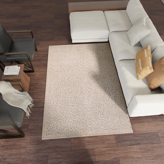 Ivory 5' 1 x 7' 1 Wildlife Rectangle Area Rug Animal Print Safari Jungle Inspired Carpet for Unique Modern Interior Design for Sale at Rug Engine