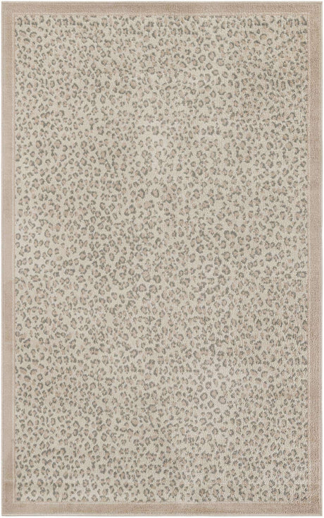 Ivory 5' 1 x 8' Wildlife Rectangle Area Rug Animal Print Safari Jungle Inspired Carpet for Unique Modern Interior Design for Sale at Rug Engine