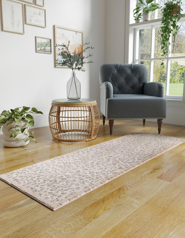 Ivory 2' x 5' 1 Wildlife Runner Area Rug Animal Print Safari Jungle Inspired Carpet for Unique Modern Interior Design for Sale at Rug Engine