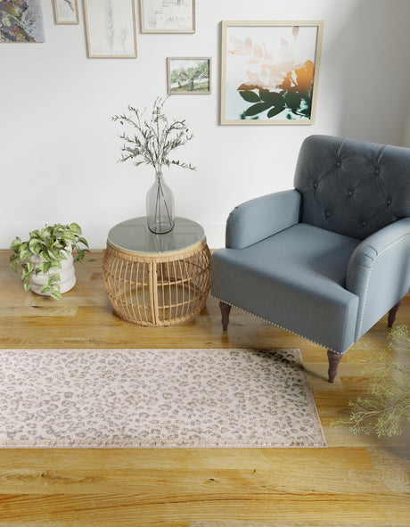Ivory 2' x 8' Wildlife Runner Area Rug Animal Print Safari Jungle Inspired Carpet for Unique Modern Interior Design for Sale at Rug Engine