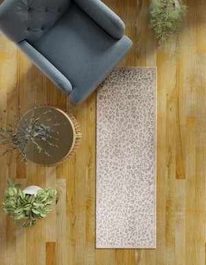 Ivory 2' x 5' 1 Wildlife Runner Area Rug Animal Print Safari Jungle Inspired Carpet for Unique Modern Interior Design for Sale at Rug Engine