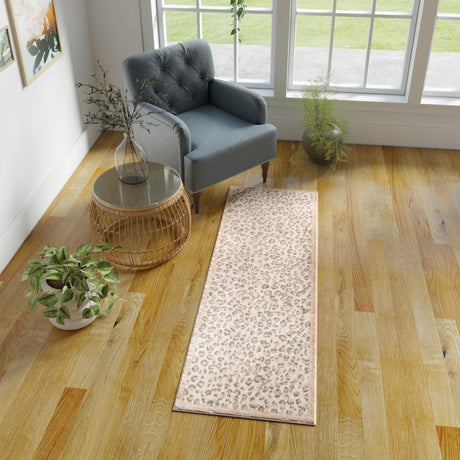 Ivory 2' x 5' 1 Wildlife Runner Area Rug Animal Print Safari Jungle Inspired Carpet for Unique Modern Interior Design for Sale at Rug Engine