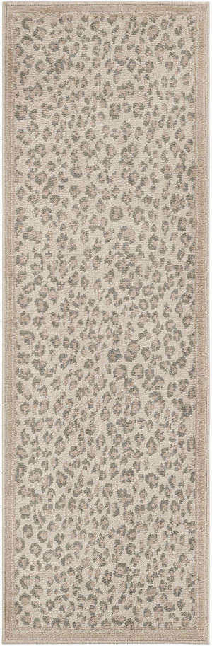Ivory 2' x 6' 1 Wildlife Runner Area Rug Animal Print Safari Jungle Inspired Carpet for Unique Modern Interior Design for Sale at Rug Engine