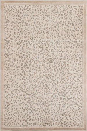 Ivory 6' 1 x 9' Wildlife Rectangle Area Rug Animal Print Safari Jungle Inspired Carpet for Unique Modern Interior Design for Sale at Rug Engine