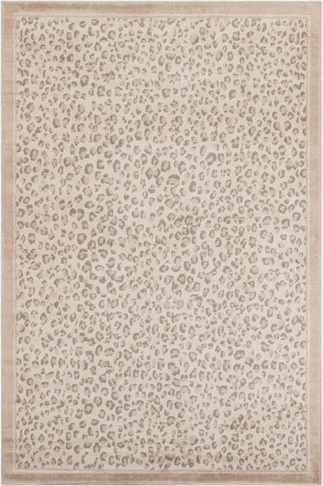 Ivory 6' 1 x 9' Wildlife Rectangle Area Rug Animal Print Safari Jungle Inspired Carpet for Unique Modern Interior Design for Sale at Rug Engine