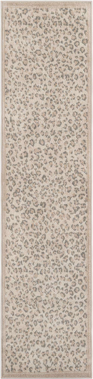 Ivory 2' x 8' Wildlife Runner Area Rug Animal Print Safari Jungle Inspired Carpet for Unique Modern Interior Design for Sale at Rug Engine