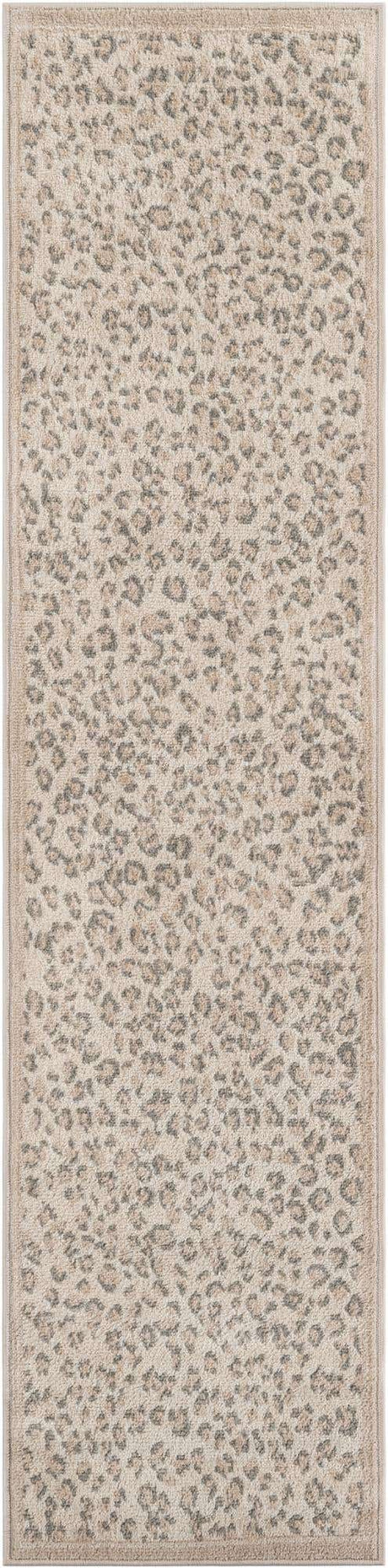 Ivory 2' x 8' Wildlife Runner Area Rug Animal Print Safari Jungle Inspired Carpet for Unique Modern Interior Design for Sale at Rug Engine