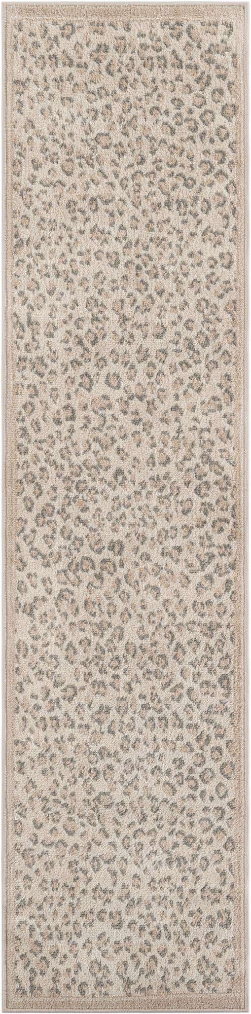 Ivory 2' x 8' Wildlife Runner Area Rug Animal Print Safari Jungle Inspired Carpet for Unique Modern Interior Design for Sale at Rug Engine
