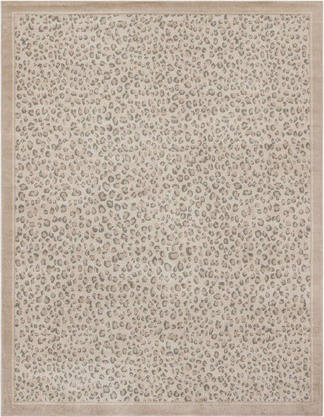 Ivory 7' 10 x 10' Wildlife Rectangle Area Rug Animal Print Safari Jungle Inspired Carpet for Unique Modern Interior Design for Sale at Rug Engine