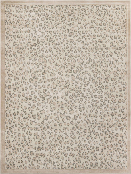 Ivory 9' x 12' Wildlife Rectangle Area Rug Animal Print Safari Jungle Inspired Carpet for Unique Modern Interior Design for Sale at Rug Engine