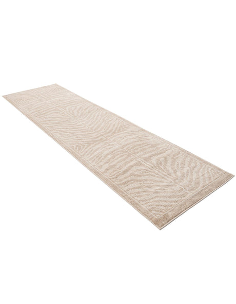 Beige and Ivory 2' 7 x 10' Wildlife Runner Area Rug Animal Print Safari Jungle Inspired Carpet for Unique Modern Interior Design for Sale at Rug Engine