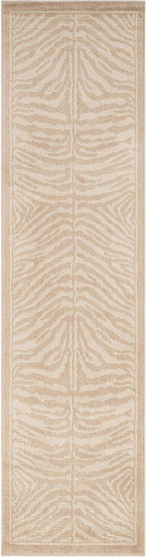 Beige and Ivory 2' 7 x 10' Wildlife Runner Area Rug Animal Print Safari Jungle Inspired Carpet for Unique Modern Interior Design for Sale at Rug Engine