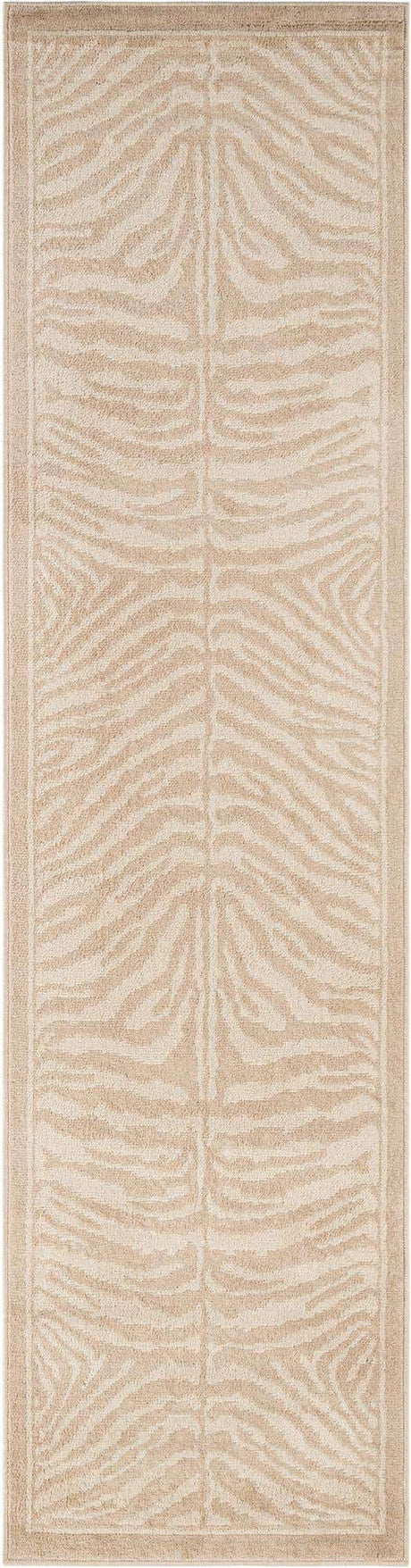 Beige and Ivory 2' 7 x 10' Wildlife Runner Area Rug Animal Print Safari Jungle Inspired Carpet for Unique Modern Interior Design for Sale at Rug Engine