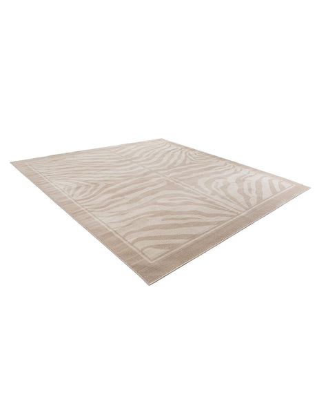 Beige and Ivory 10' x 10' Wildlife Square Area Rug Animal Print Safari Jungle Inspired Carpet for Unique Modern Interior Design for Sale at Rug Engine