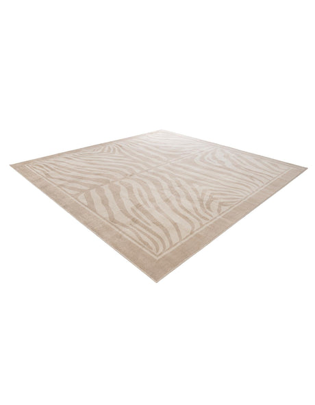 Beige and Ivory 10' x 10' Wildlife Square Area Rug Animal Print Safari Jungle Inspired Carpet for Unique Modern Interior Design for Sale at Rug Engine