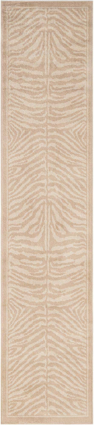 Beige and Ivory 2' 7 x 12' Wildlife Runner Area Rug Animal Print Safari Jungle Inspired Carpet for Unique Modern Interior Design for Sale at Rug Engine