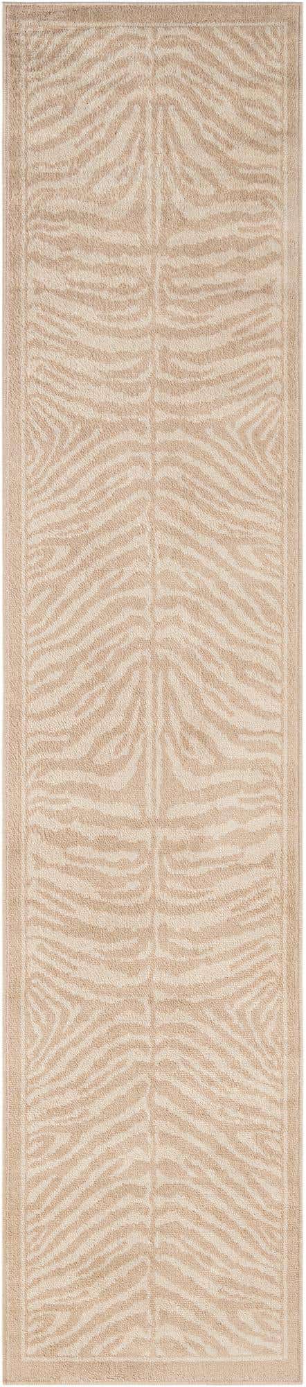 Beige and Ivory 2' 7 x 12' Wildlife Runner Area Rug Animal Print Safari Jungle Inspired Carpet for Unique Modern Interior Design for Sale at Rug Engine
