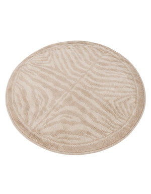 Beige and Ivory 3' 1 x 3' 1 Wildlife Round Area Rug Animal Print Safari Jungle Inspired Carpet for Unique Modern Interior Design for Sale at Rug Engine