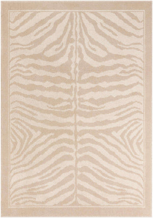 Beige and Ivory 4' 1 x 6' 1 Wildlife Rectangle Area Rug Animal Print Safari Jungle Inspired Carpet for Unique Modern Interior Design for Sale at Rug Engine