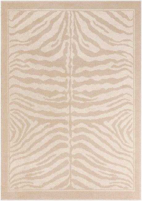 Beige and Ivory 4' 1 x 6' 1 Wildlife Rectangle Area Rug Animal Print Safari Jungle Inspired Carpet for Unique Modern Interior Design for Sale at Rug Engine