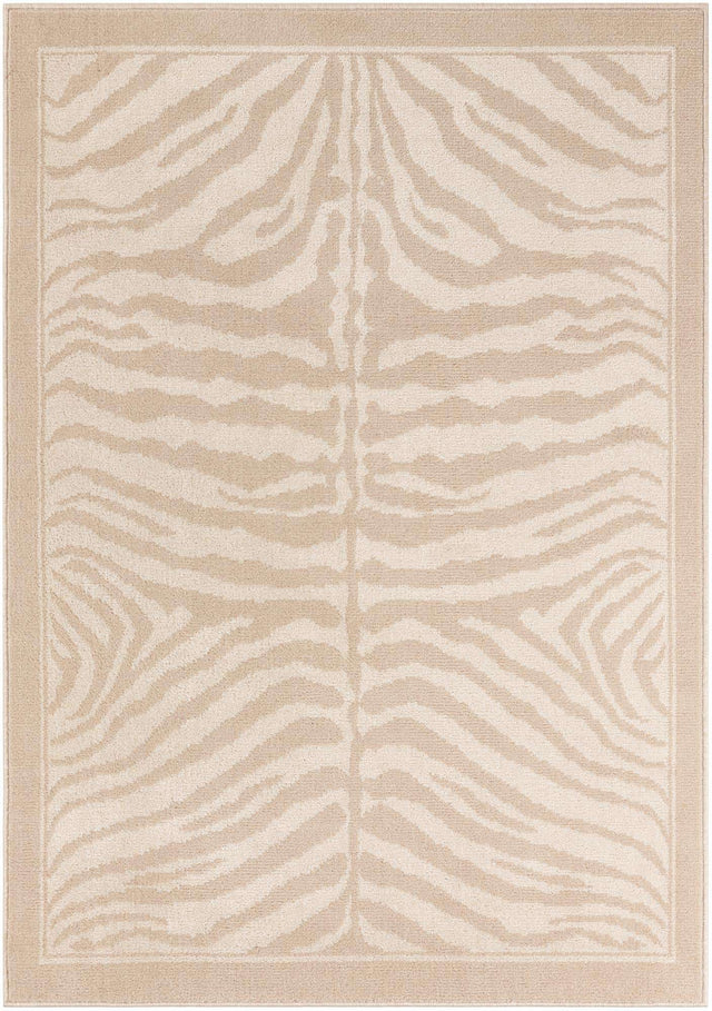 Beige and Ivory 4' 1 x 6' 1 Wildlife Rectangle Area Rug Animal Print Safari Jungle Inspired Carpet for Unique Modern Interior Design for Sale at Rug Engine